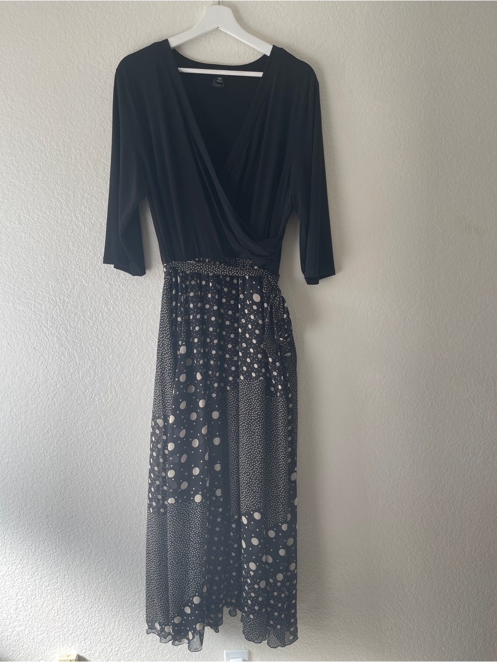 Kate and Lily Black Polka Dot Wrap Maxi Dress